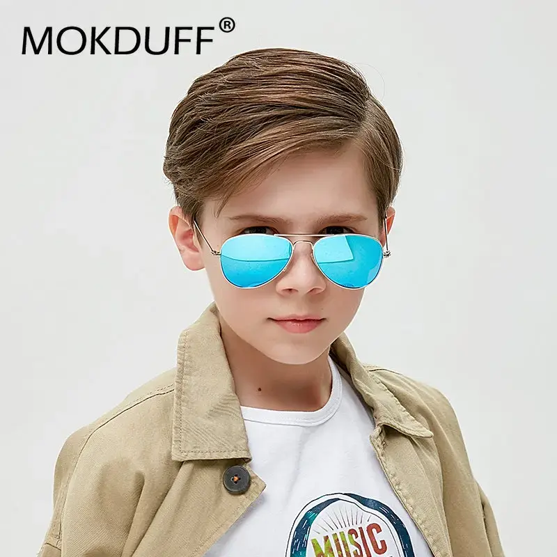 Kids Classic Polarized Sunglasses Boys Colorful Lens 5-12  Year Mirror Children Glasses Metal Frame Eyeglasses UV400