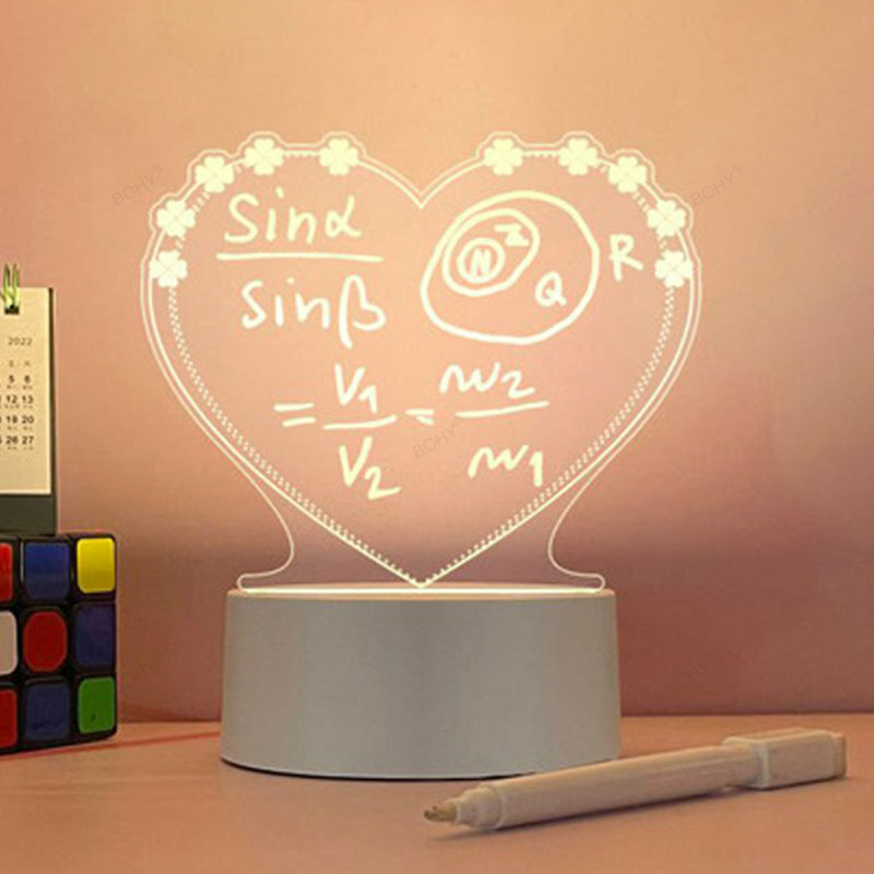 USB Message Board Tricolor Light Led Note Board Night Light Gift Children Decoration Creative Night Lamp Holiday Light with Pen