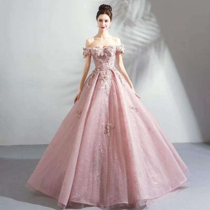 Новое цветное розовое платье принцессы с цветочным принтом на одно плечо с кружевной вышивкой длинная юбка банкетное платье женская одежда