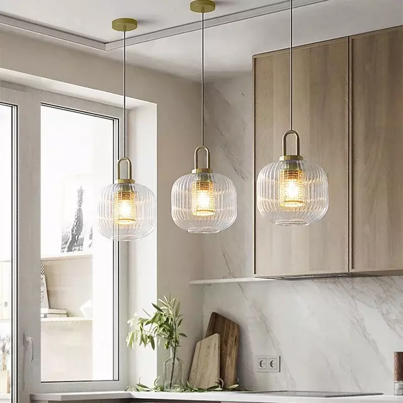 Japanese Design Glass Pendant Light Metallic Pendant Lamp Minimalist Led Hanging Light Fixtures Bedroom Nordic Lamp