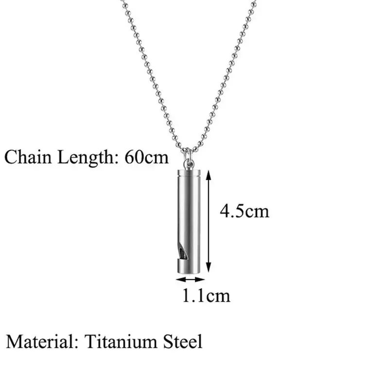 Stainless Steel Meditation Breathing Anti Anxiety Whistling Necklace Outdoor Life-saving Lovers Pendant Jewelry Sweater Chain