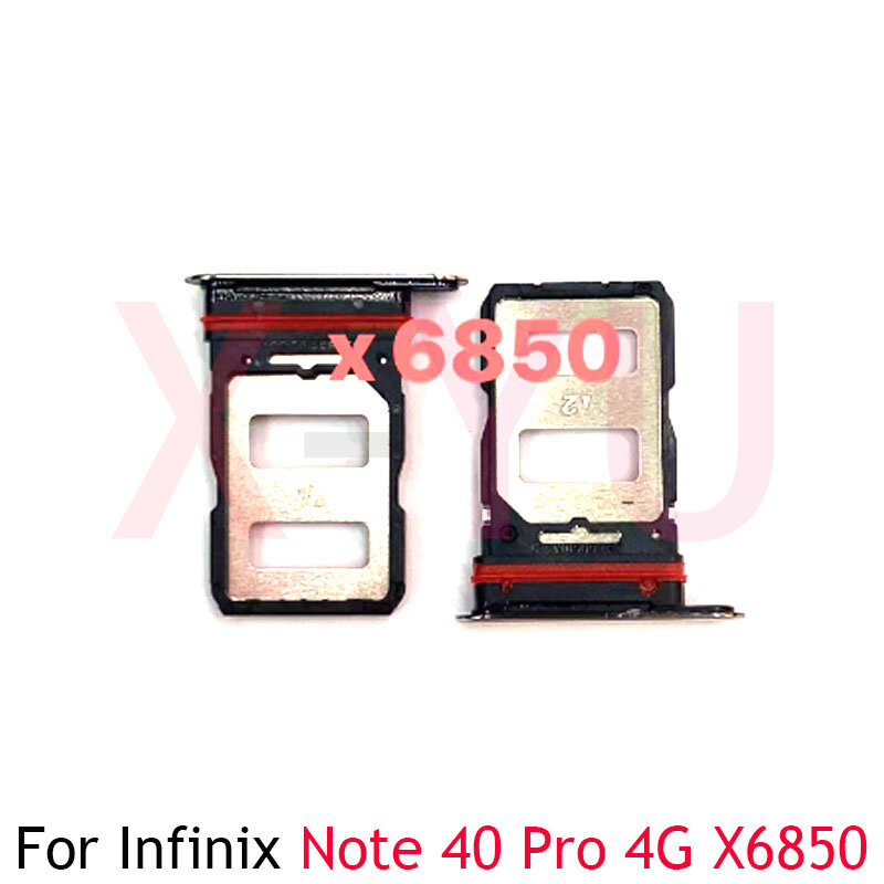 10ชิ้นสำหรับ infinix Note 40 X6823 / 40 Pro 4G อะไหล่เปลี่ยนซิมช่องเสียบบัตร X6850ที่ใส่ถาดซ็อกเก็ตซิมเครื่องอ่านการ์ด