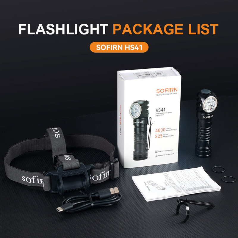 Sofirn-HS41 Headlamp 6500k SST-20 LED  21700 USB C Rechargeable with Power Bank 4000lm Powerful Torch Indicator with Magnet Tail