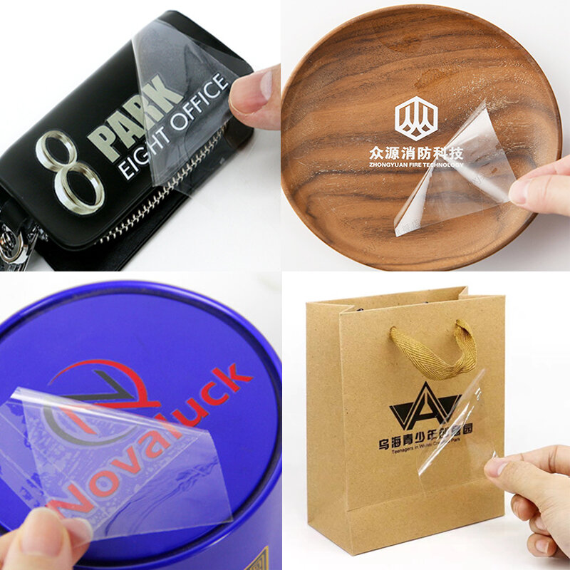 50 pezzi adesivo di trasferimento con stampa UV personalizzata Logo personale stampa etichetta autoadesiva in cristallo su scatola di sacchetti di imballaggio per bottiglie