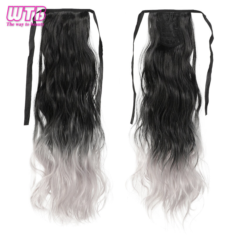 Ponytail Extension Hair 24 Inch Extensions Long Natural Wave Heat Resistant Fiber Synthetic Ponytail Hairpiece For Women