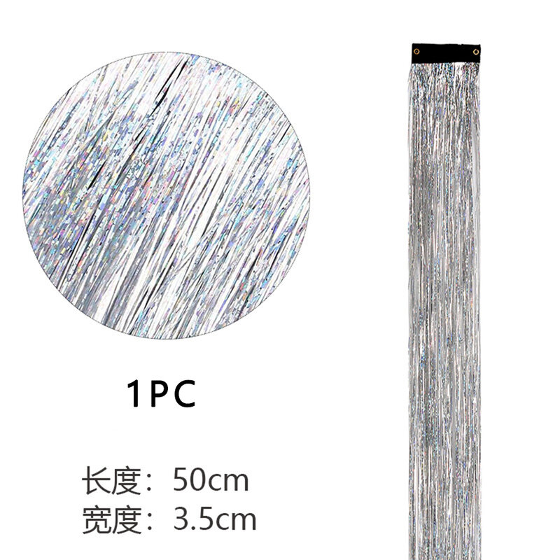 Dazzling female hippies with shiny tinsel rainbow silk hair extensions for braided headwear Length 120 cm 150 strands/pack