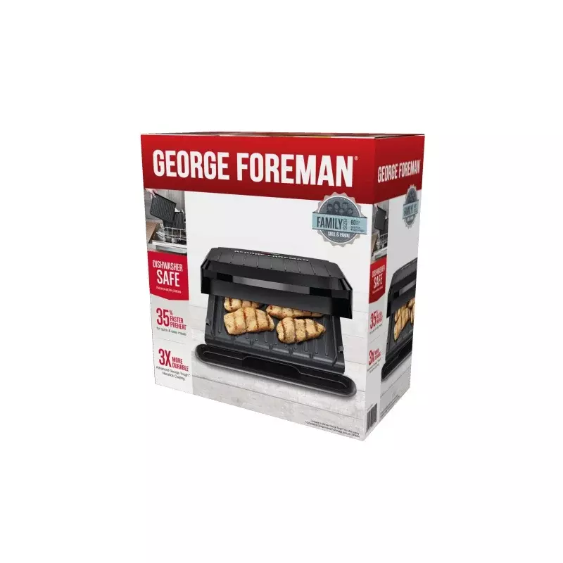 George foreman-4 porções placa removível, grill e panini, preto, grp1065b