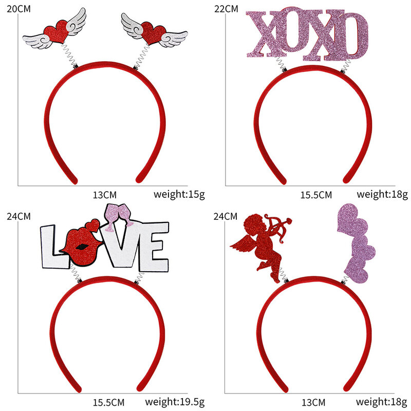 Diadema de coração Dia do Cabeça do Arco de Cabelo Valentim S Dia dos Namorados Cocar de amor para mulheres, vermelho, acessório de cabeça, casamento, Cupido.