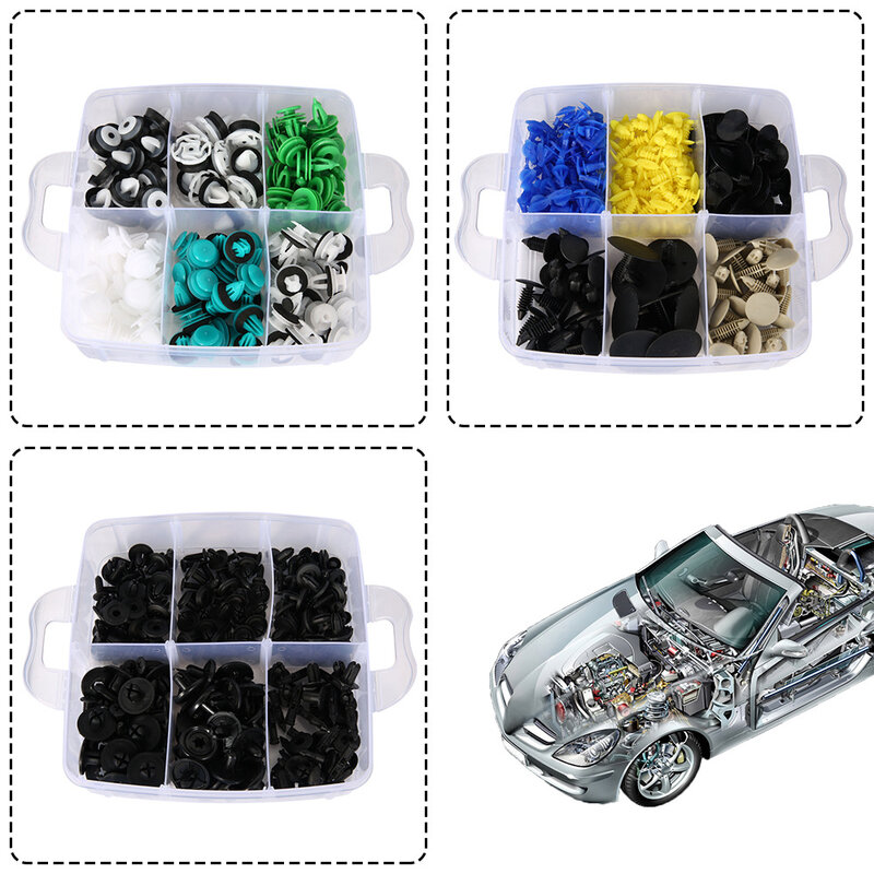 100/650Pcs Auto Fastener Clip Plastic Clips Fasten Bumper Door Trim Fitting Disassembly Tool Remove Retain Rivets For Car Puller