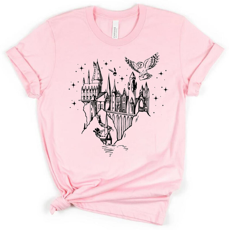 마법 마법사 성 셔츠, 영화 영감을 받은 티 마법사 학교 티셔츠, 마법사 지팡이 셔츠, 약초학 요술 상의, 여성 의류