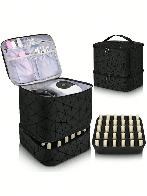 Tragbare doppels chichtige Nagellack-Aufbewahrung tasche für Damen Organizer Travel Essential Oil Aufbewahrung sbox Multifunktions-Aufbewahrung tasche