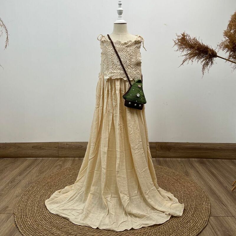 Don & judy artesanal crochê árvore de natal algodão mensageiro saco decoração satchel uso diário com pérola ameixa flor adolescente presente