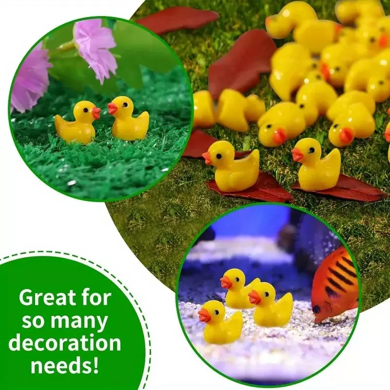 Mini ornamento de pato amarelo, figuras em miniatura, resina minúscula, artesanato, micro paisagem, plantas, decoração de fadas, 100 pcs, 200 pcs por conjunto