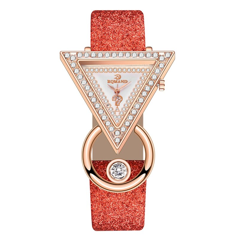 Relógio de vidro colorido triangular feminino, pulseira de aço, movimento analógico, quartzo, tendência luxuosa, presente para senhoras, moda