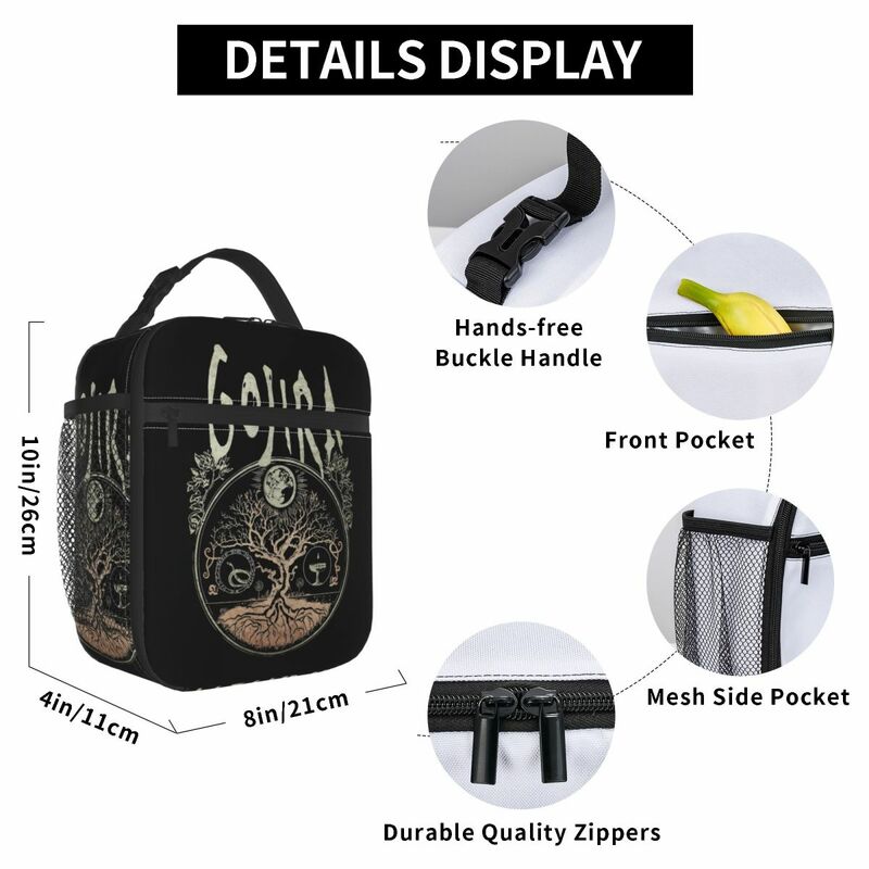 Рок металлическая лента, изолированная сумка для ланча, пищевой контейнер, сумки, портативный термоохладитель, Ланч-бокс для путешествий
