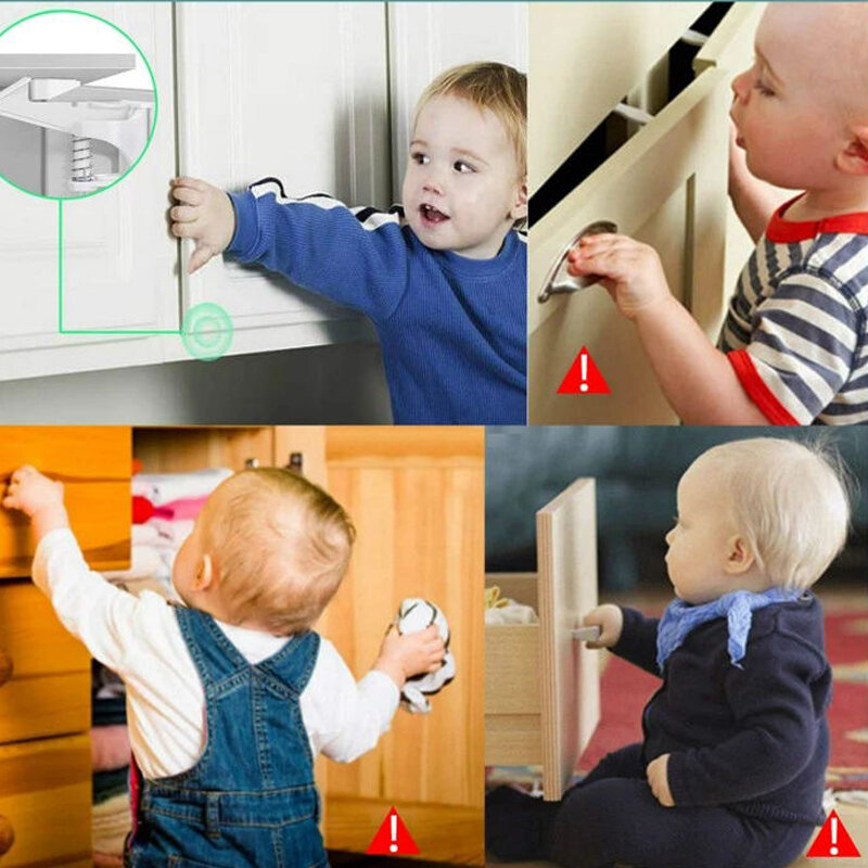 5sets Cabinet Lock Children Protection Baby Safety Security Lock for Kids Drawer Door Child Toddler Invisible Closet Locker