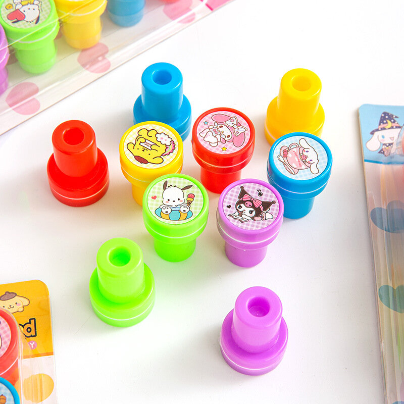 40 buah/lot Sanrio kreatif Melody Pochacco Kuromi cap Kawaii DIY hadiah segel untuk anak-anak hadiah alat tulis kantor perlengkapan sekolah
