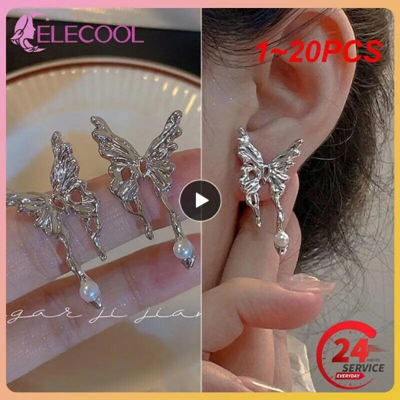 1~20PCS 925 Silver Needle Earrings A Pair High-quality Materials Butterfly Shape Hollow-carved Design Niche High-end