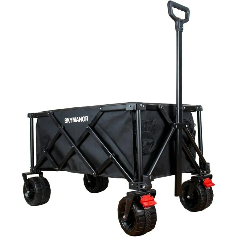 Carro plegable con dosel extraíble para jardín, carrito utilitario con ruedas todoterreno, 4 frenos, carrito de playa pesado