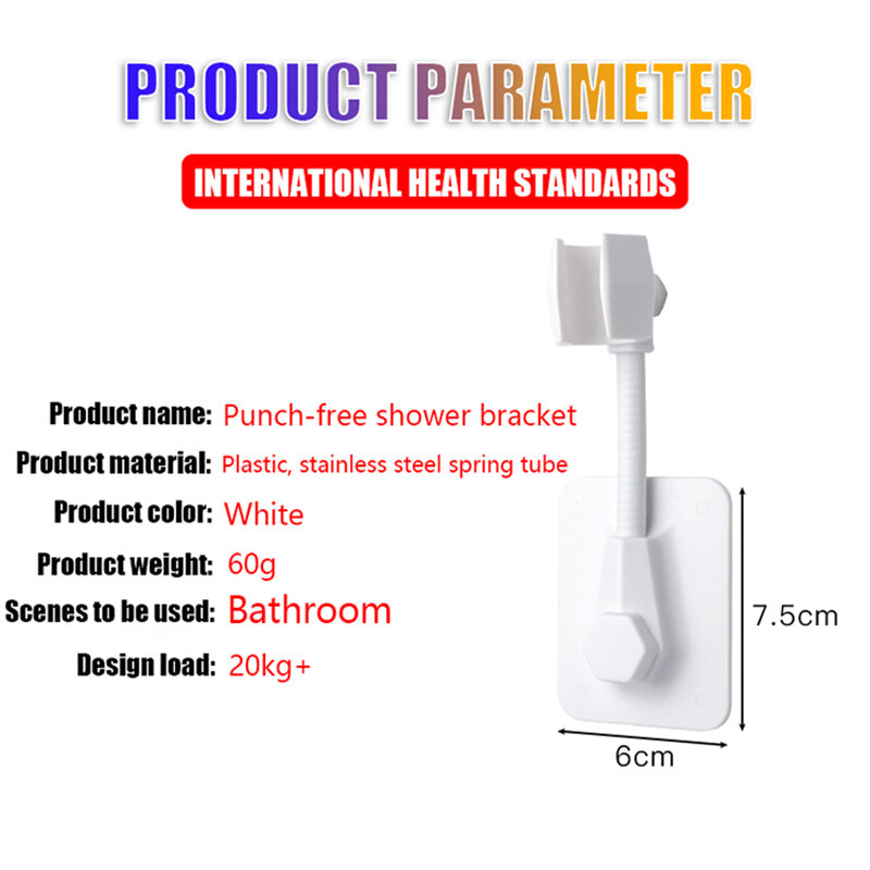 360 ° Shower Head Holder Adjustable Bathroom Shower Bracket untuk Bath Shower Rail Holder Bracket Head Strong Stick To Wall