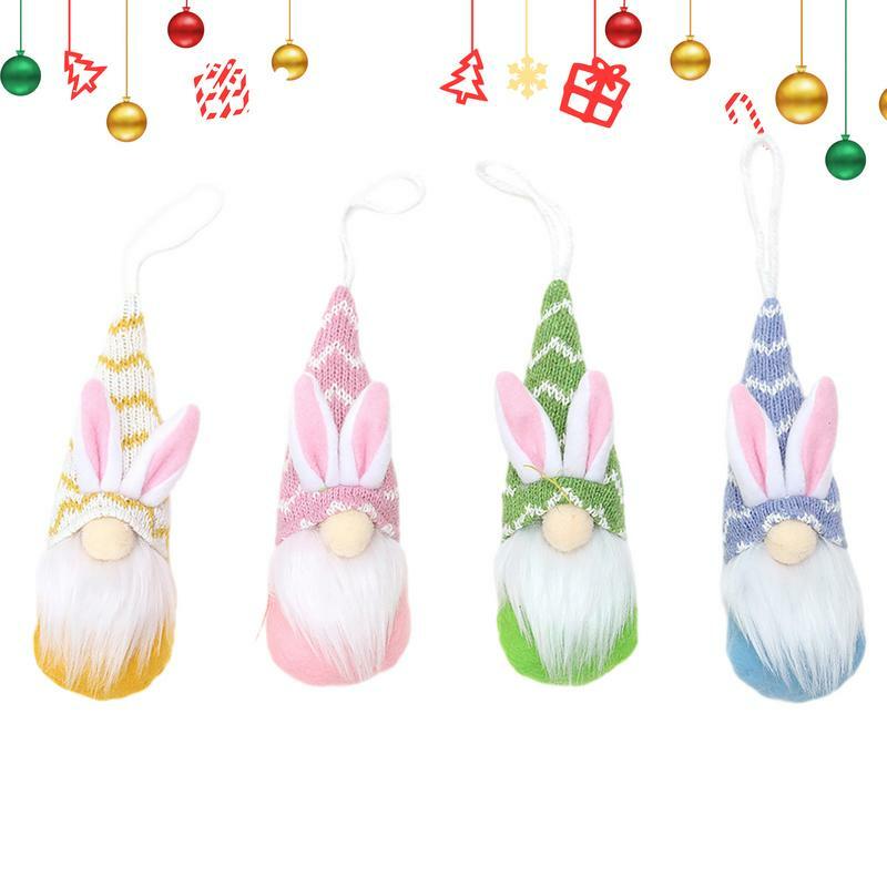 Bunny Gnome 4 szt. Wielkanocne ozdoby dla lalek lalka bez twarzy ręcznie robione krasnale ozdoby do domu wielkanoc ozdoby Elf dla dzieci