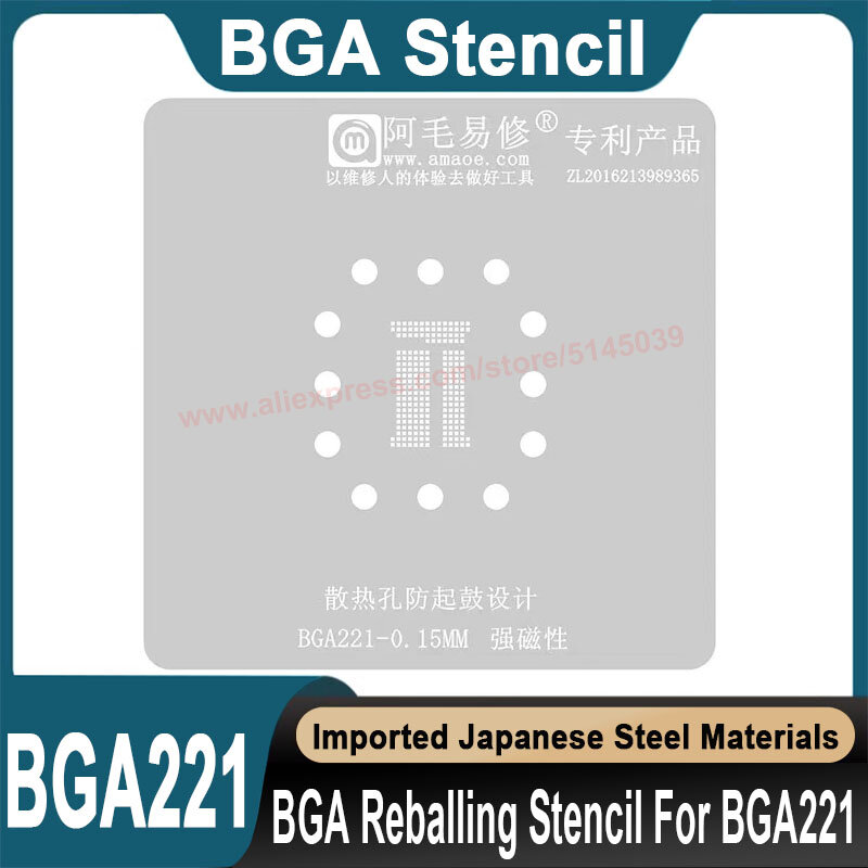 Stensil BGA untuk BGA 153 162 169 186 221 254 templat penanaman ulang stensil BGA timah