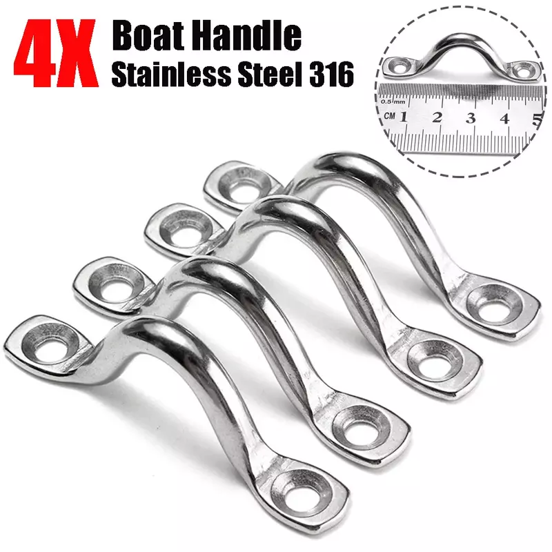 4pcs 5mm Stainless Steel Pad Eye Strap For Boats Doors Handles Pull Doors Hardware Knob Handles Boats Yacht Ship Accessories