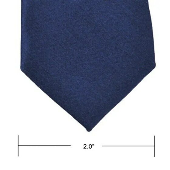 Laço estreito do pescoço do poliéster para homens, laço magro do pescoço, azul escuro sólido, gravata fina, largura máxima de 2"
