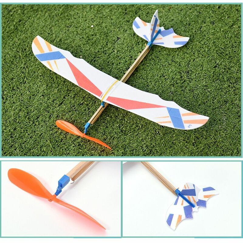 نموذج طائرة تجميع مرن للأطفال ، طائرة شراعية طائرة ذاتية الصنع ، شريط مطاطي ، لعبة علوم تعمل بالطاقة ، طائرة طيران