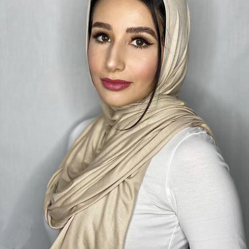 Muslim Women Jersey Hijab Scarf Stretchy Modal Cotton Hijabs Plain Soft Turban Head Wraps Islamic Africa Headscarf Scarves170*60