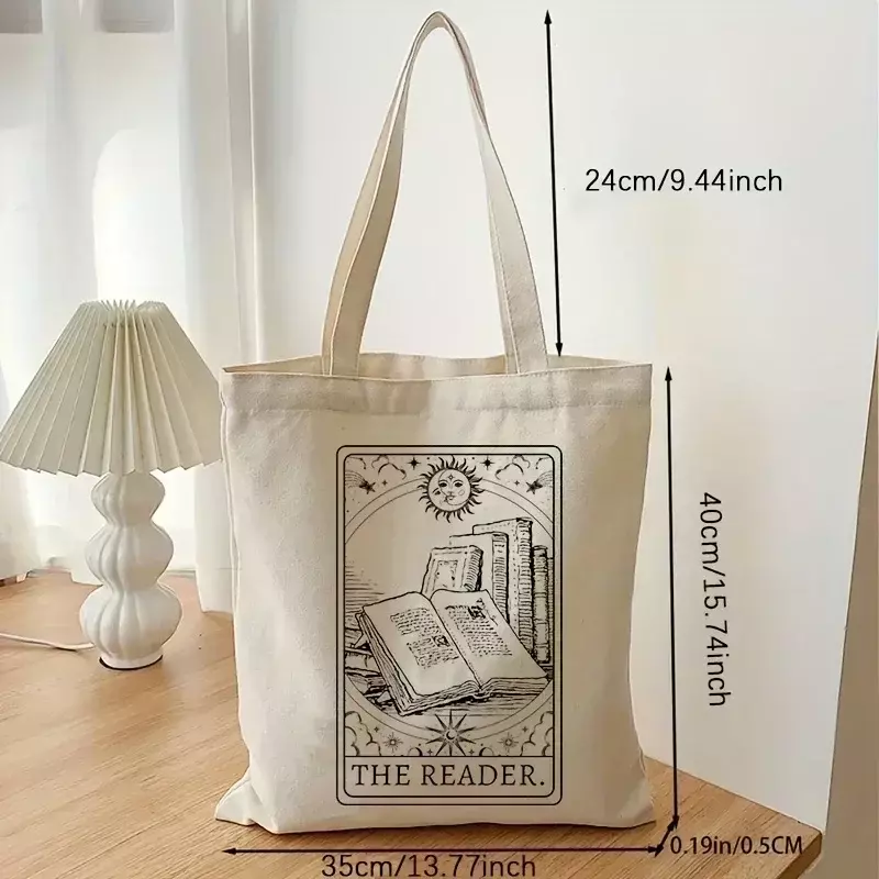TOUB021-Shoulder Canvas Bag para Sun Shopper, o padrão leitor, versátil saco de armazenamento, leve, Vintage