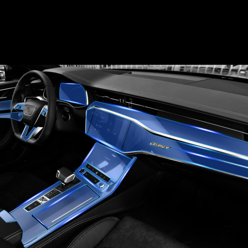TPU untuk Audi A6 Q7 Q8 strip Film pelindung transparan stiker Interior mobil konsol tengah layar navigasi Panel pintu Gir
