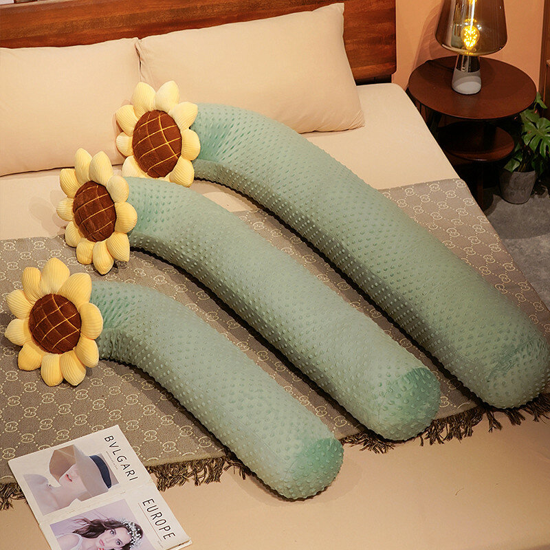Kawaii Giant Long Plush Plants Flower Dolls Cylindrical Throw Pillow Plush Lovely Sunflower Toys Cushion Room Sofa Bed Decor