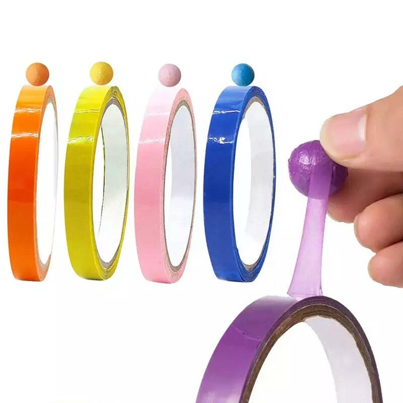 Bola de cinta adhesiva de colores para adultos y niños, juguetes pegajosos para el estrés, juguetes sensoriales para aliviar la ansiedad, E5N1, 20m