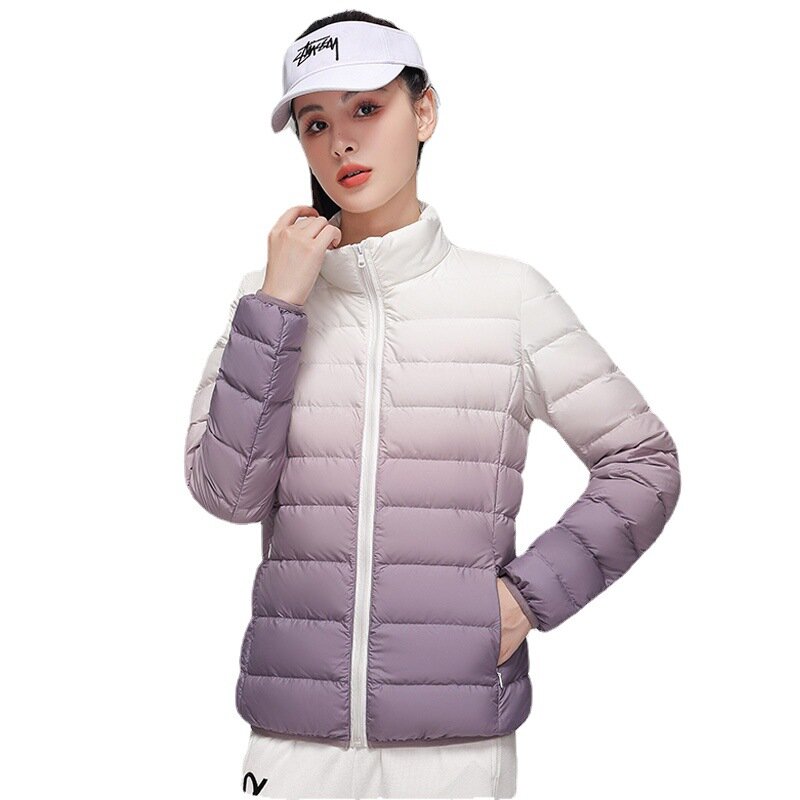 New Arrival Women's Gradient Down Coat with Stand Collar, Lightweight and Stylish for Winter White Duck Down Jacket Women JK-965