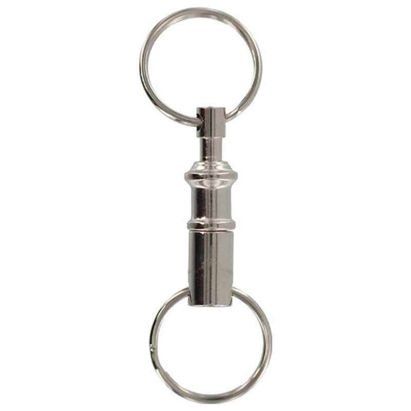 1/10 buah cincin kunci dua dapat dilepas, pemegang kunci jepret lapis krom baja Pull-off, gantungan kunci lepas cepat 8cm