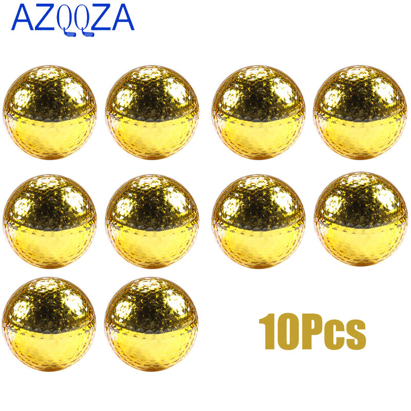 Lot de 10 balles de Golf Double plaqué or, diamètre 42.7mm, accessoire de Golf doré pour golfeurs amateurs débutants