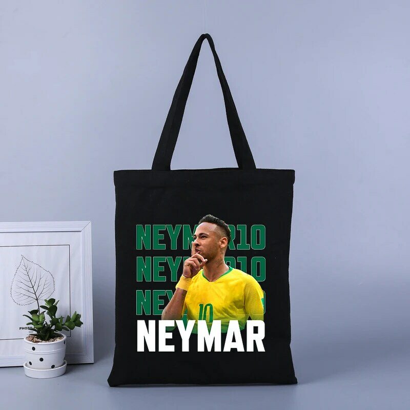 Neymar printed student handbag adult shopping bag casual school bag black storage bag