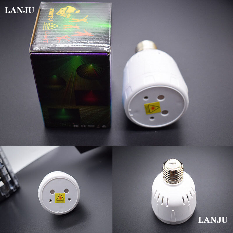 Lampu Laser Mini 3W LED E27, Proyeksi bintang RGBW, cahaya suasana pesta Natal rumah DJ pengontrol suara Flash