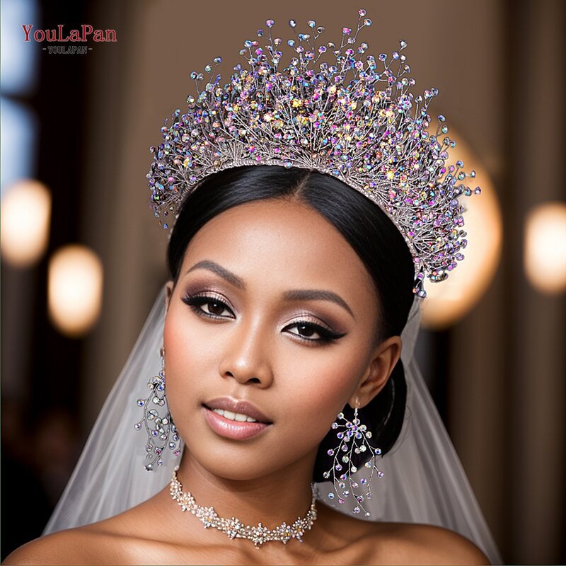 TOPQUEEN Wedding Crown Bride Diadem Hair Accessories Wedding Headwear Bridal Tiaras Pageant Headband Princess Hair Jewel HP193P
