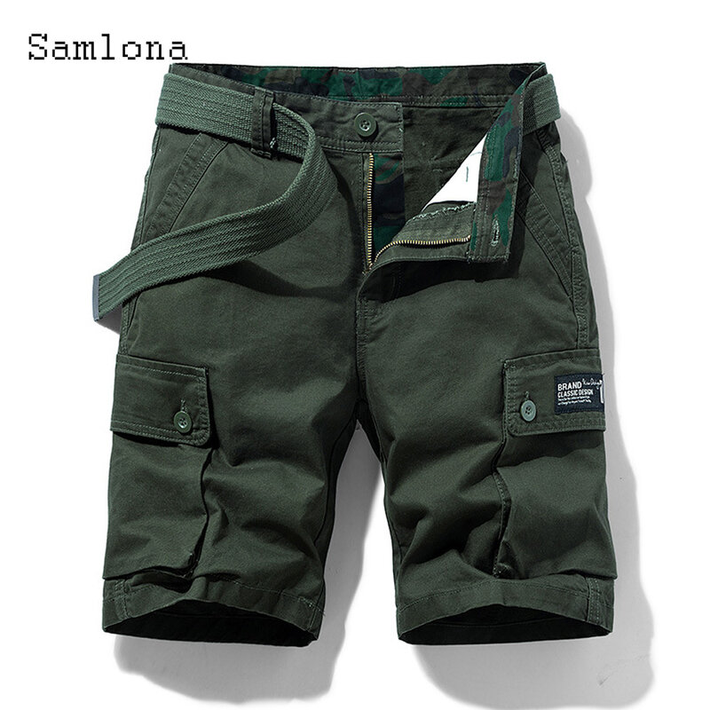 Pantalones cortos Cargo para hombre, Shorts sencillos de algodón a la moda, con bolsillos, informales, color gris y caqui, 2023