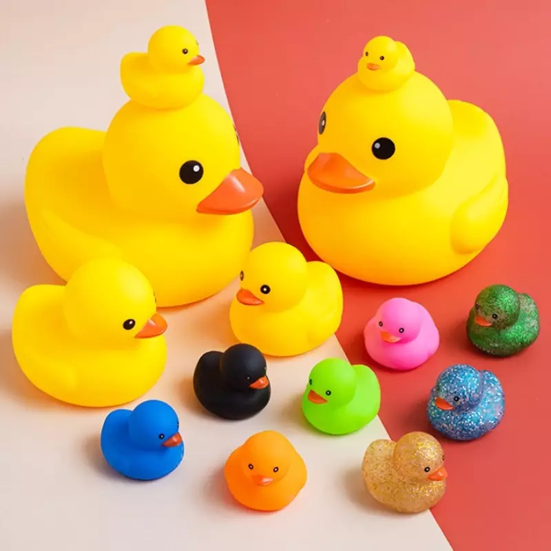 Mainan mandi bebek bayi bebek lucu mainan karet hewan Remas mainan air mandi bebek BB mainan bebek kuning karet melengking untuk hadiah anak-anak