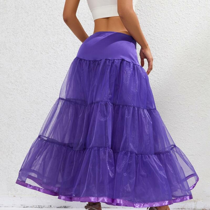High-waisted Maxi Skirt Elegant Sheer Mesh Maxi Skirt for Weddings Parties Photos High Waist Elastic Bustle for Flattering