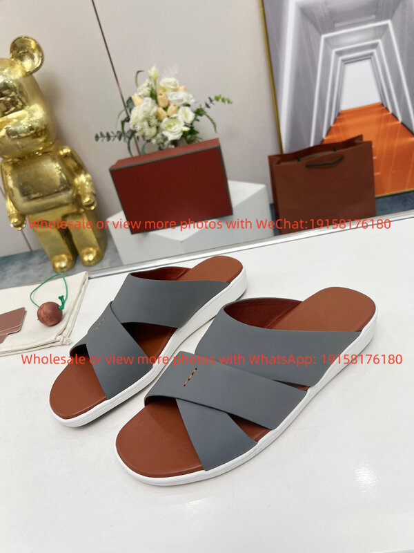 2024 Summer New Casual Simple Crossover Slippers Wearing Open Toe Flat Sandals Outside, Instagram Beach Shoes Set