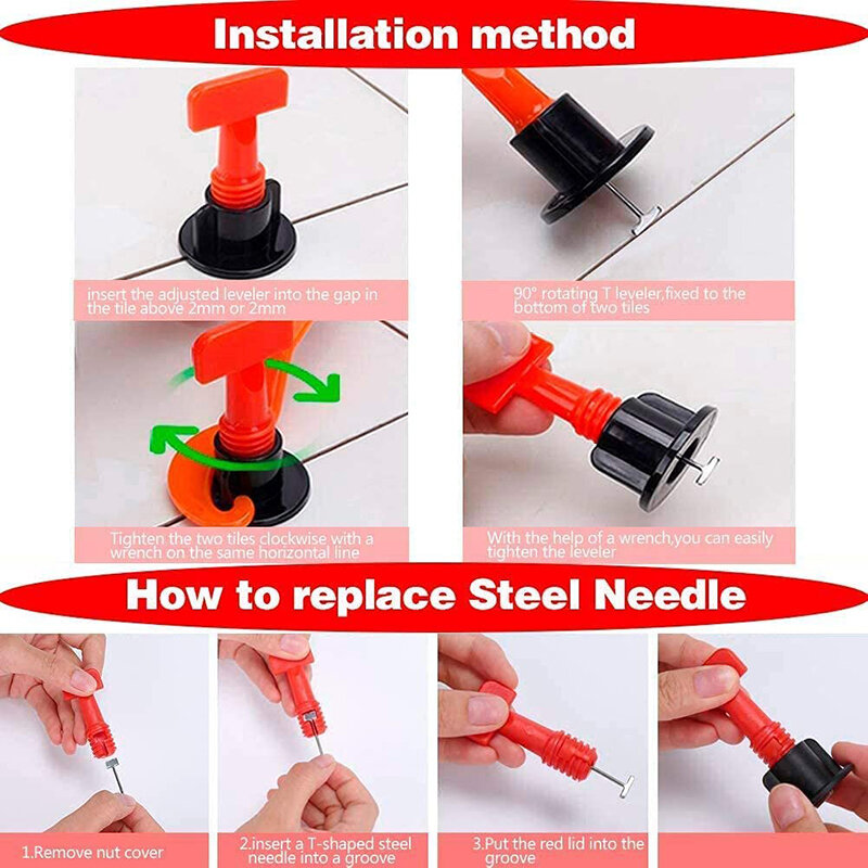 626PCS Reusable Tile Leveling System uses Tile leveling system for tile laying Construction Tool Parts Set