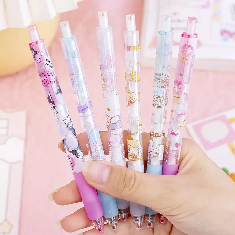 Bolígrafo de gel de presión de serie de dibujos animados de Anime Kawaii Sanrioed, bolígrafo de agua de prensa creativa, papelería para estudiantes de escuela secundaria, oferta especial