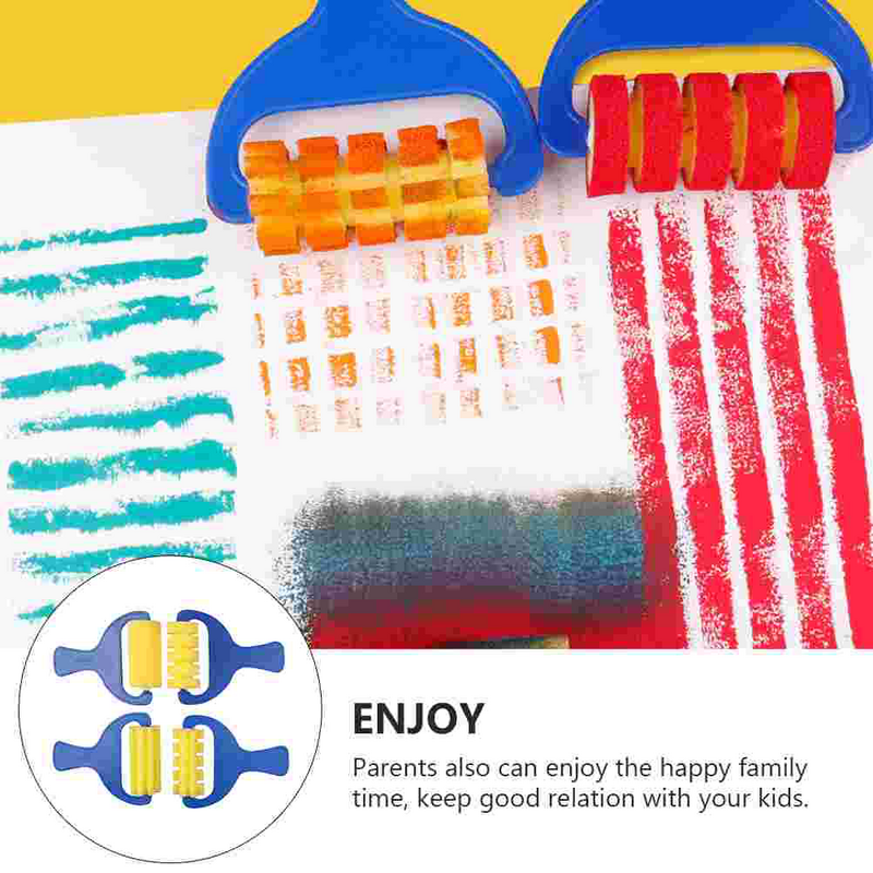 Rodillo de esponja de pintura para niños, herramientas de pintura para niños, 2 juegos