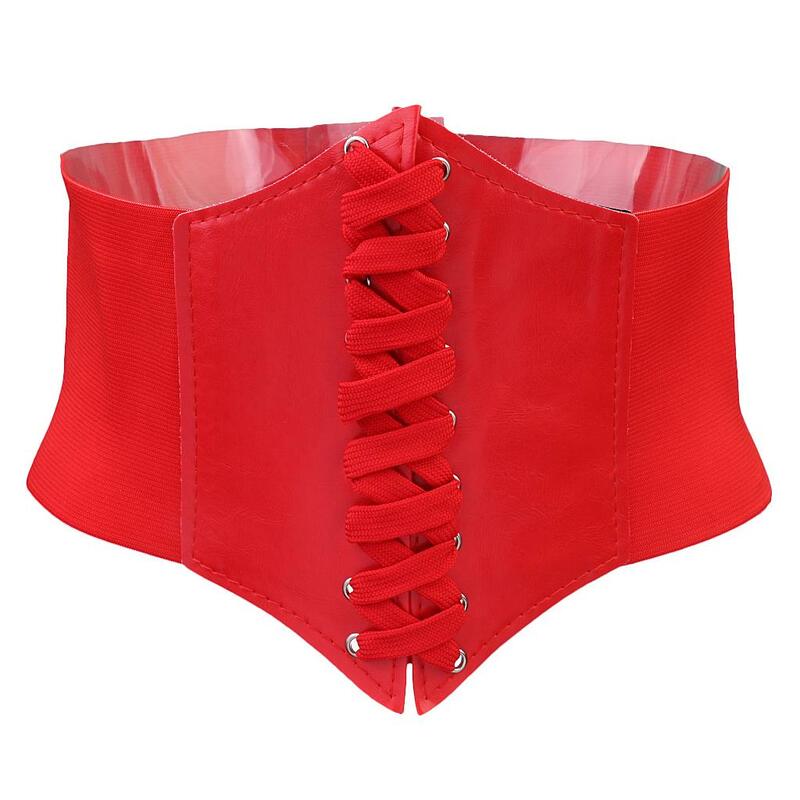 Cintura elastica larga da donna Obi PU fascia elastica nastro colorato Slim femminile Accs