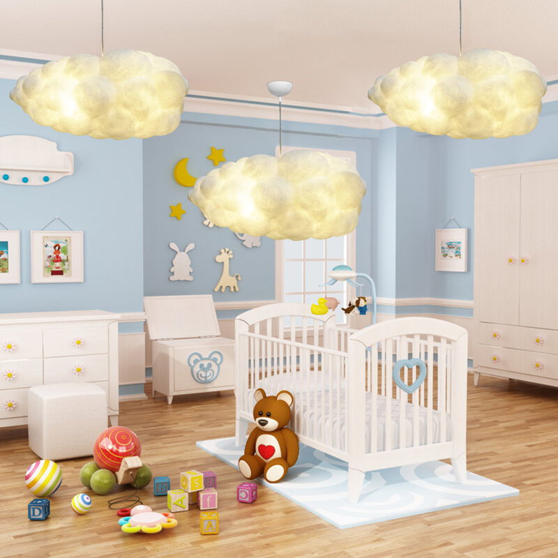 Artpad – lampe LED suspendue en forme de nuage, en coton et soie, E27, luminaire décoratif d'intérieur, idéal pour une chambre d'enfant, un café ou des escaliers