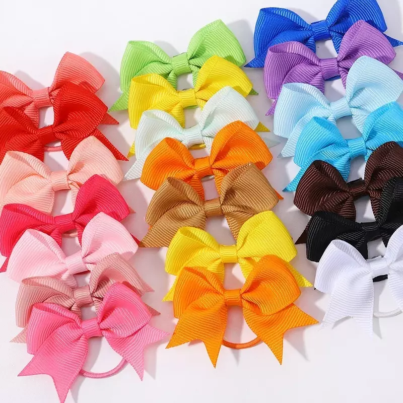 10 pz/lotto Grosgrain Ribbon Pigtail Bows elastici per capelli fascette per capelli titolari accessori per capelli di capodanno per il regalo delle neonate